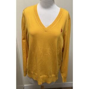 NWT U.S. POLO ASSN. Classic Preppy Yellow V-Neck Pullover Sweater - Size XL